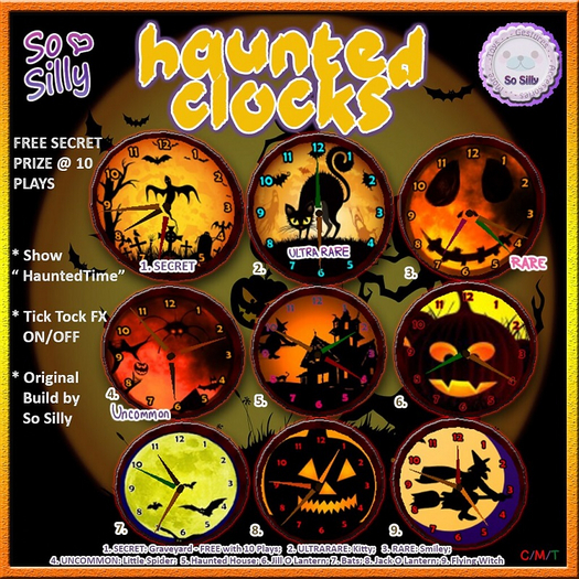 02 So Silly Haunted Clocks BOXED - Kitty ULTRA RARE