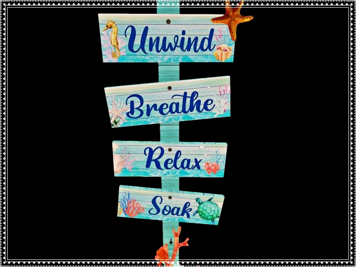 Motion & Leaves- Unwind Beach Sign
