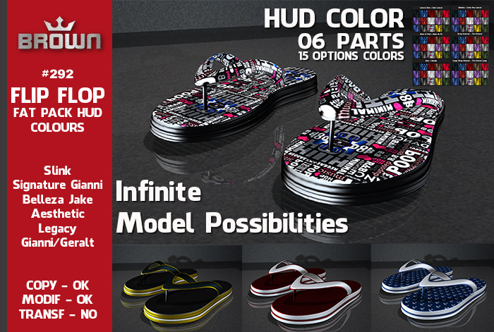 292 Flip Flop Male & MEGA PACK HUD Colors (BOX)