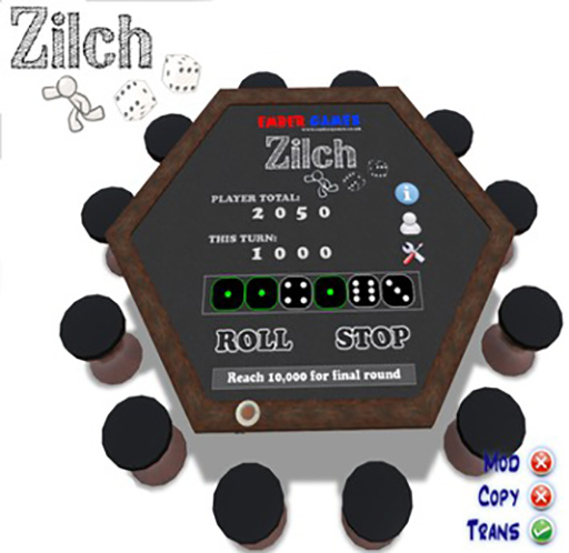 Zilch Table