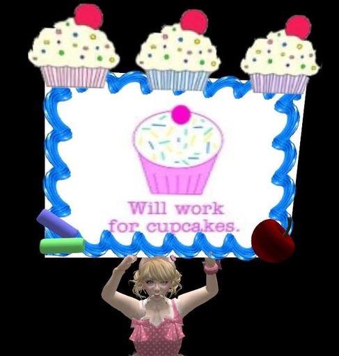 Will Work For Cupcakes - Sign 