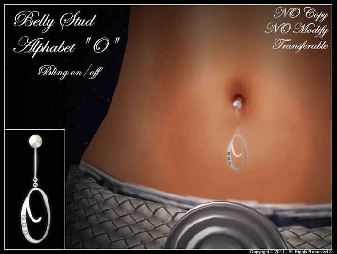 .:: S.J. ::. Belly Piercing Alphabet "O"  Platinum