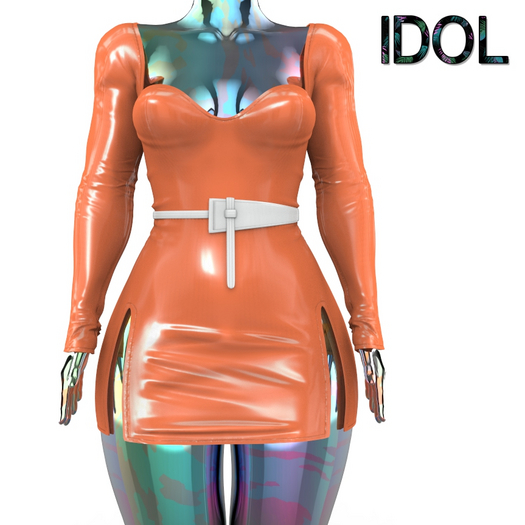 Orange White Cyn Dress White Belt