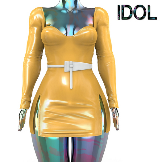 Yellow Cyn Dress White Belt