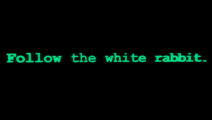 Follow the white rabbit. Text