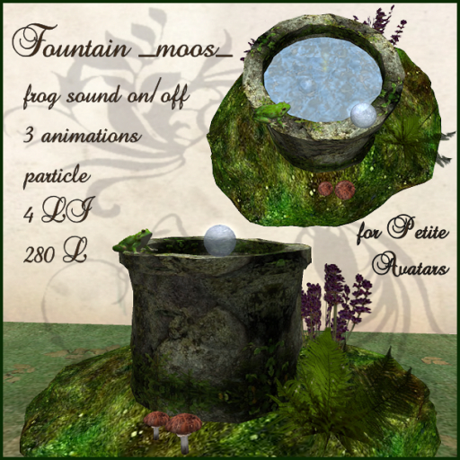 petite_Fountain, moss stone, with animation