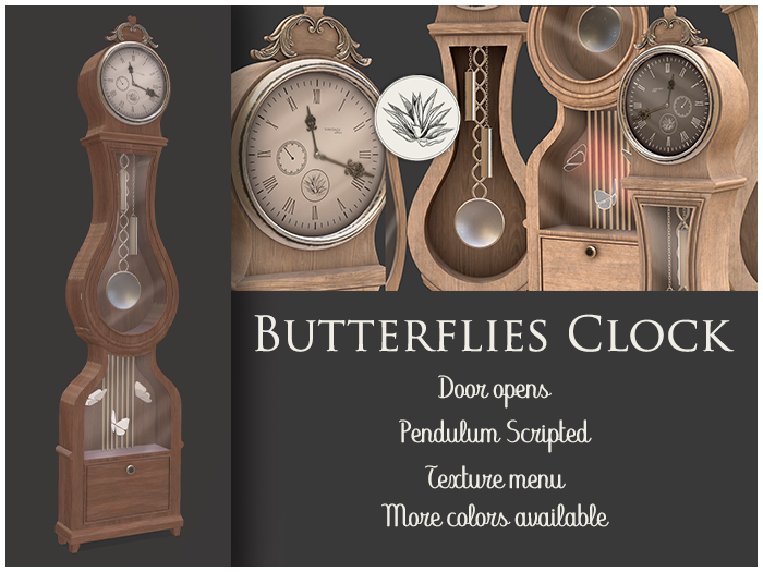 FINCA - Butterflies clock - polished brown