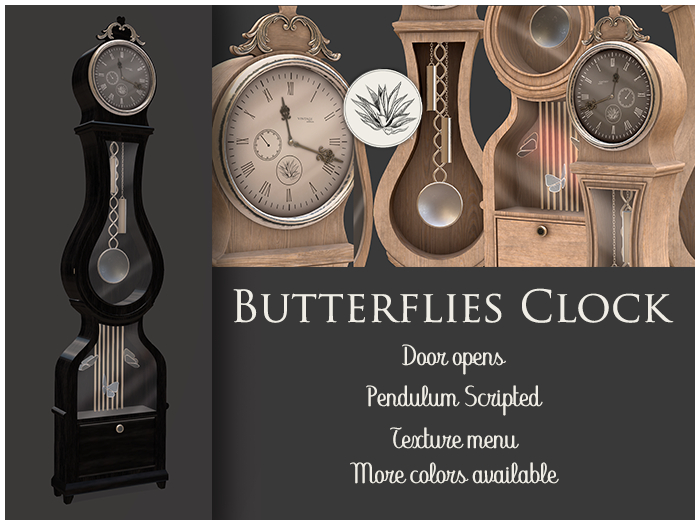 FINCA - Butterflies clock - polished black