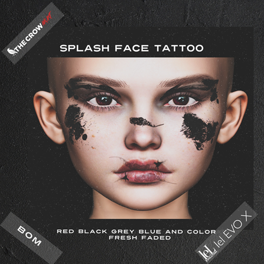 T H E C R O W- The Splash Colors face tattoo Bom (UNPACK)