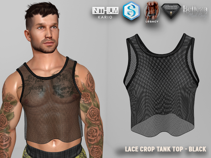 [SEVENELEVEN] Lace Crop Tank Top - Black