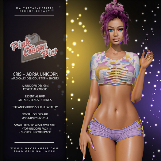 Cris Top + Adria Shorts [Unicorn FATPACK] - Maitreya Lara + Petite  • Legacy • Reborn Clothing