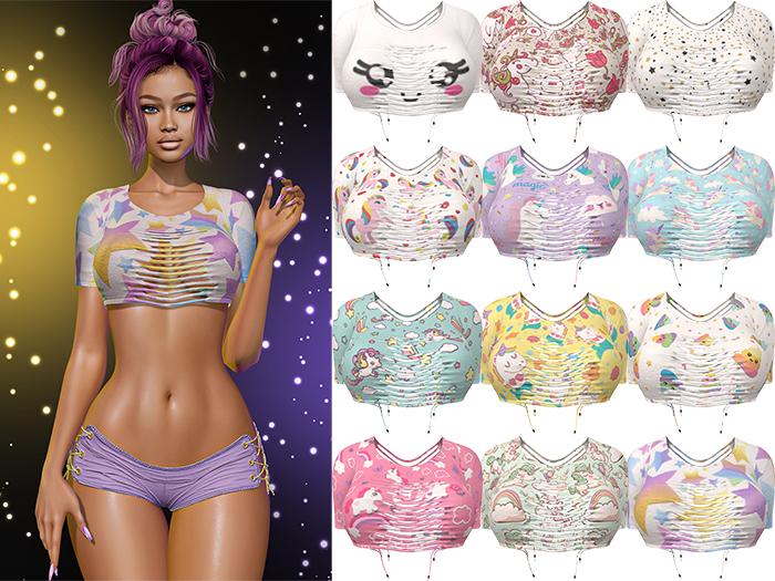 Cris Ripped Top [Unicorn Pack] - Maitreya Lara + Petite  • Legacy • Reborn Clothing