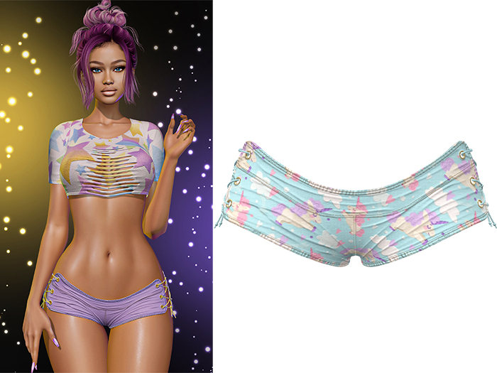 Adria Laced Up Shorts [Unicorn Sky] - Maitreya Lara • Legacy • Reborn Clothing