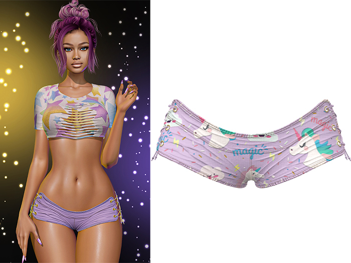 Adria Laced Up Shorts [Unicorn Magic] - Maitreya Lara • Legacy • Reborn Clothing