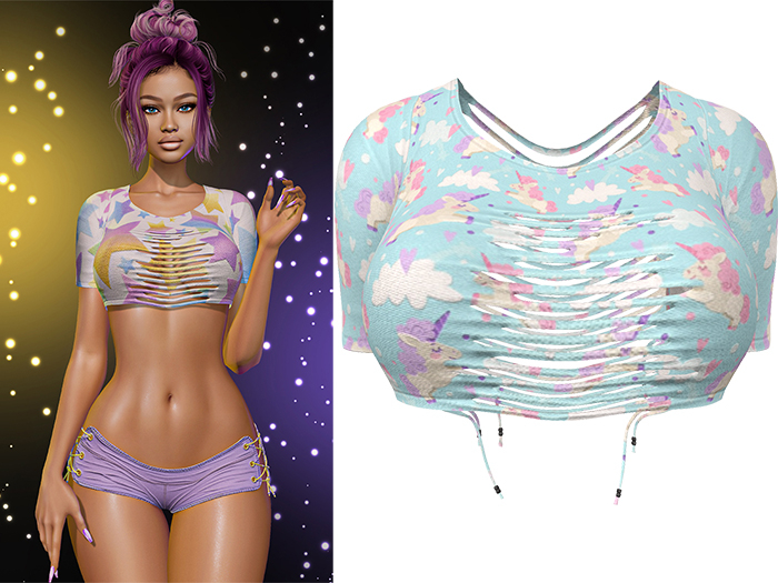 Cris Ripped Top [Unicorn Sky] - Maitreya Lara + Petite  • Legacy • Reborn Clothing