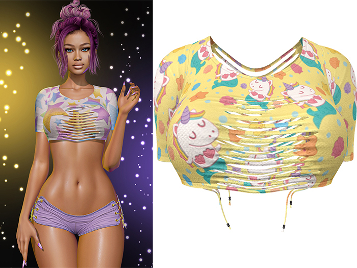 Cris Ripped Top [Unicorn Mermaid] - Maitreya Lara + Petite  • Legacy • Reborn Clothing