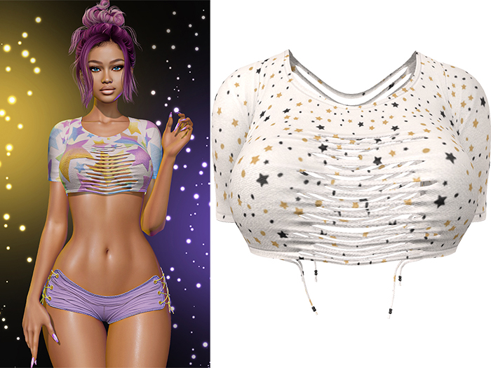 Cris Ripped Top [Unicorn Gold] - Maitreya Lara + Petite  • Legacy • Reborn Clothing