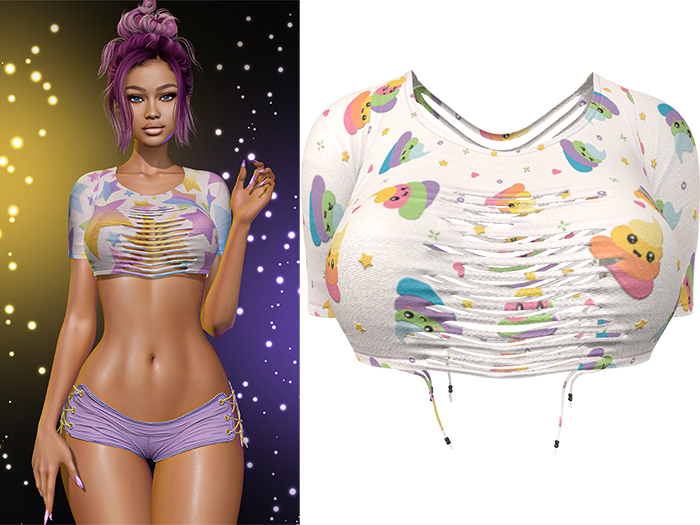 Cris Ripped Top [Unicorn Poop] - Maitreya Lara + Petite  • Legacy • Reborn Clothing