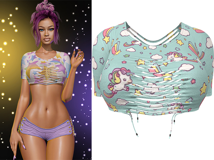 Cris Ripped Top [Unicorn Dream] - Maitreya Lara + Petite  • Legacy • Reborn Clothing