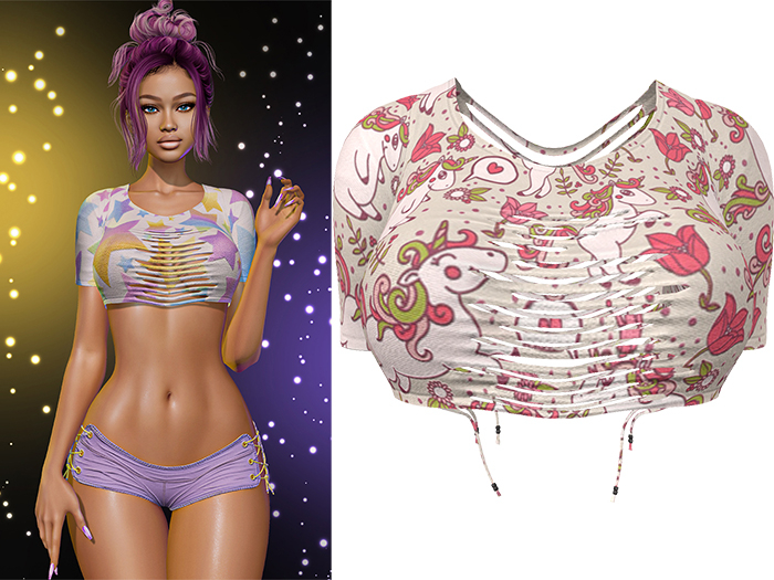 Cris Ripped Top [Unicorn Love] - Maitreya Lara + Petite  • Legacy • Reborn Clothing