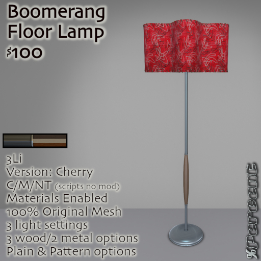 % Boomerang Floor Lamp (cherry) *MESH*