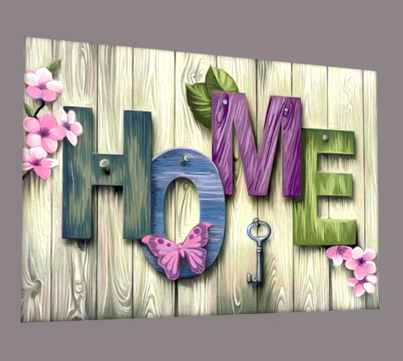 HOME Flowers wood - Wall Art