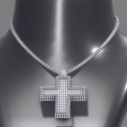 Faygo Baguette Cross Pendant Silver