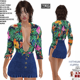 TROPIC BLOUSE&JEAN SKIRT,CL&MESH BODY