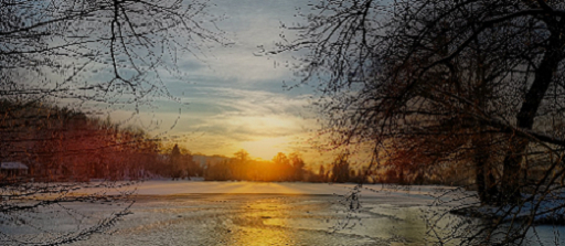 Sunset over the ice privacy wall