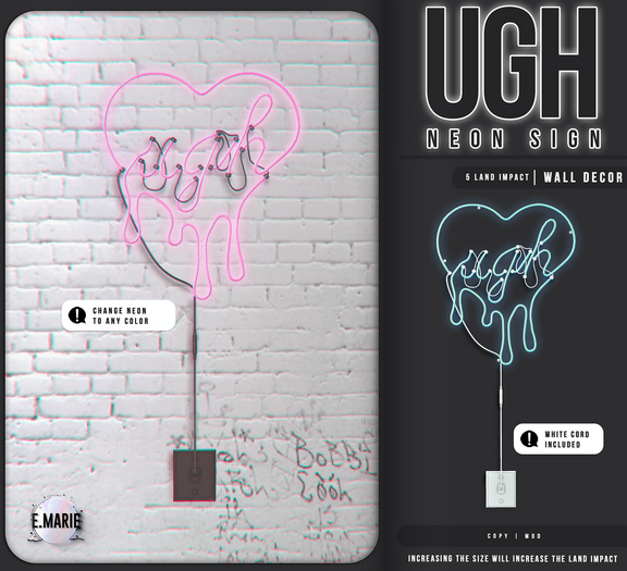 e.marie // ugh neon sign