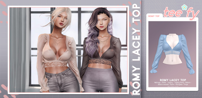 Tee*fy Romy Lacey Top - Sky