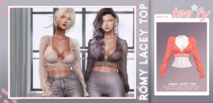 Tee*fy Romy Lacey Top - Blush