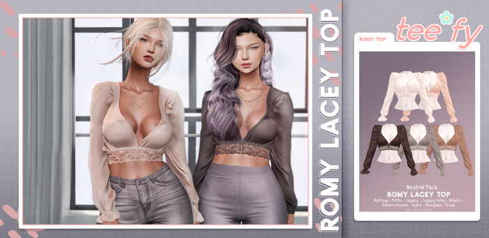 Tee*fy Romy Lacey Top - Neutral Pack