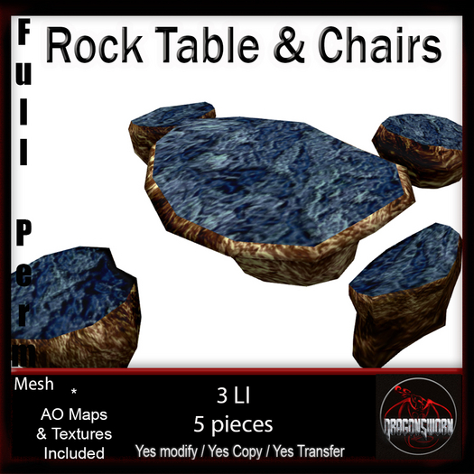 Full Perm Rock Table and Chairs