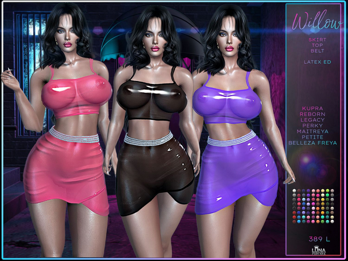  Willow Sheer Latex Set,70+ colors, Luna Chelsea,Latex Skirt,Latex Top,,Latex Skirt,Latex Top,,Latex Skirt,Latex Top,