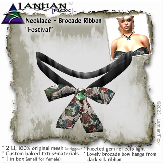 ~L/Fx~Brocade Ribbon Necklace - "Festival" *bold pattern*