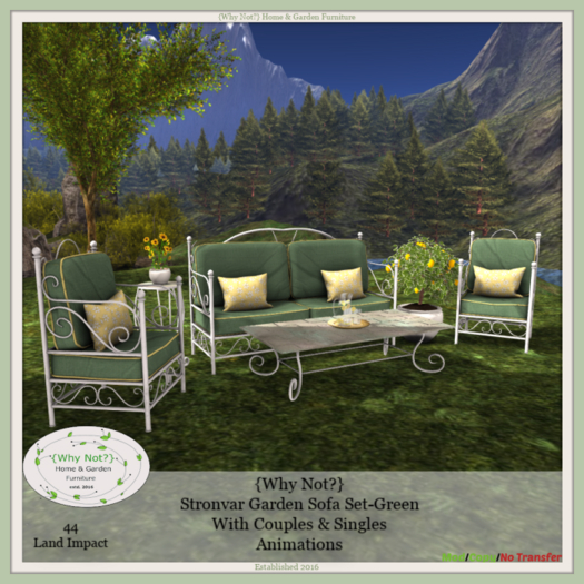 {Why Not?}Stronvar Garden Sofa Set-Green-Boxed