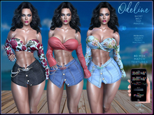 ⭐  Odeline Summer Denim Skirt , Halter Top Jean Skirt outfit,Jean Skirt,Halter top,denim,