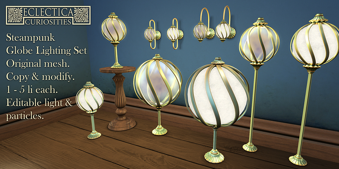 Eclectica- Steampunk Lighting Globe Set-brassy