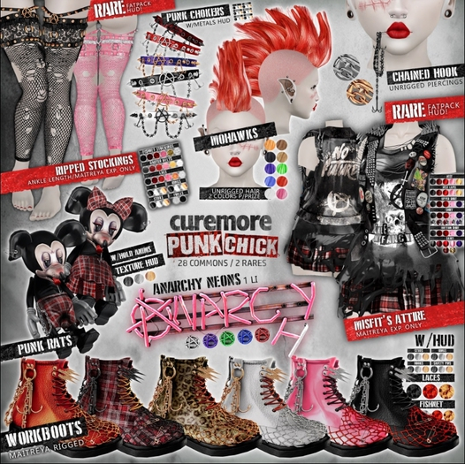 CUREMORE / Punk Chick / WORKBOOTS/  RED