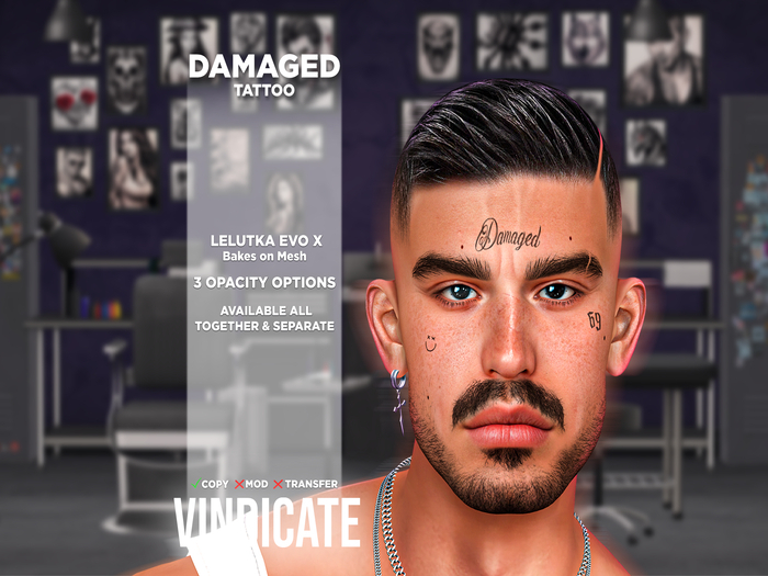 [VINDICATE] - Damaged Face Tattoo BOM