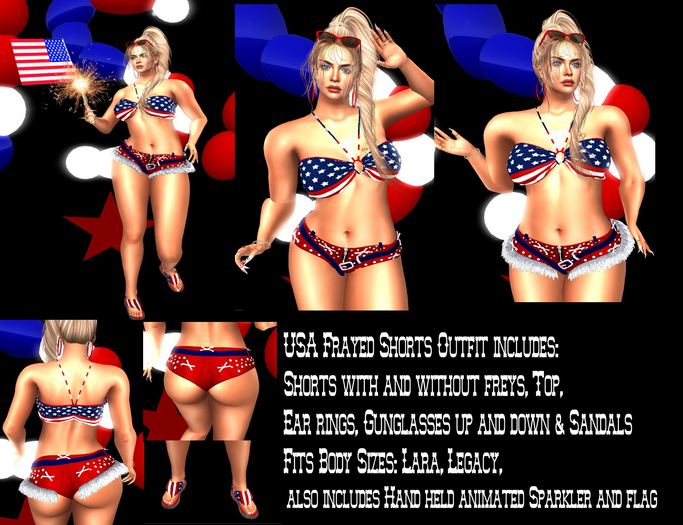 AAC USA Flag Frayed Shorts Outfit  DEMOS