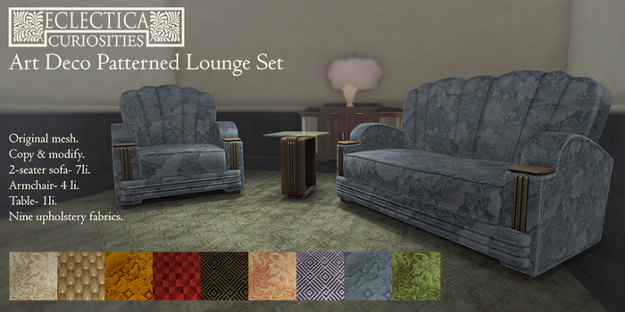Eclectica- Art Deco Lounge Set- patterned
