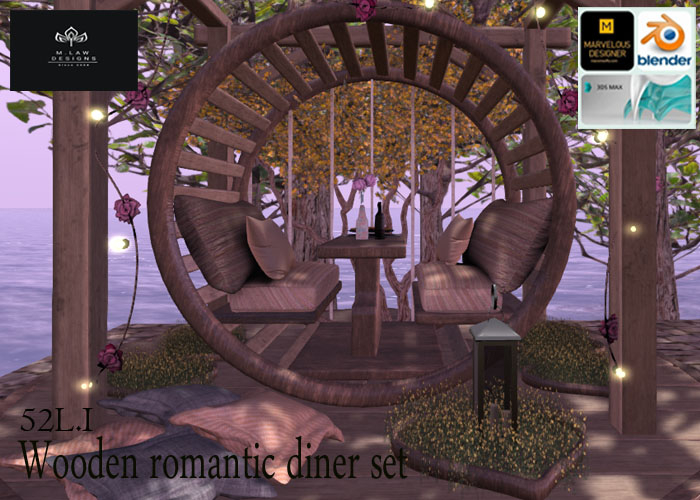 .:M.LAW:. Wooden romantic diner set BOX