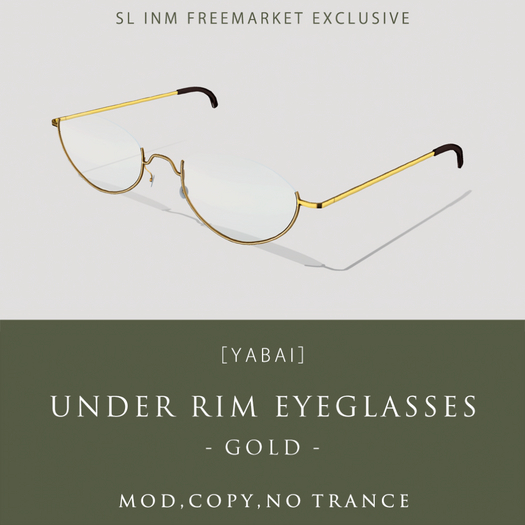 [YABAI] Under Rim Eyeglasses GOLD BOX
