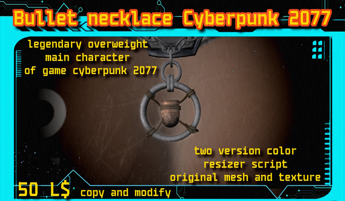 Necklace bullet medalion cyberpunk2077