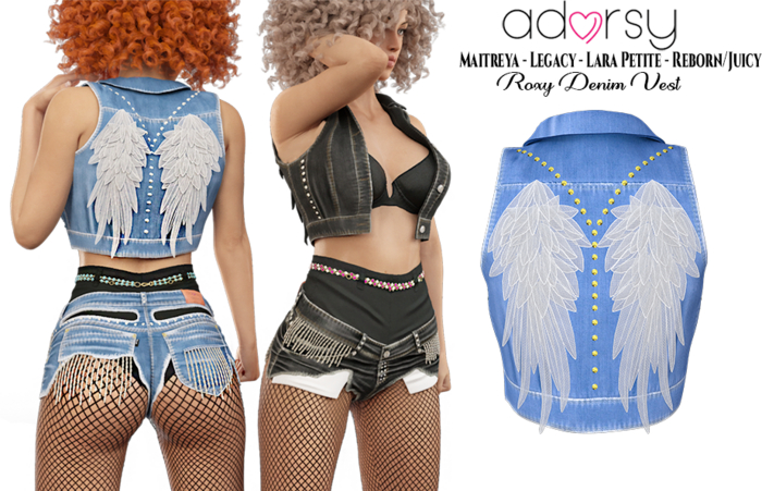 adorsy - Roxy Denim Jacket Cornflower - Maitreya/Legacy-Nerido/Lara Petite/Reborn-Juicy