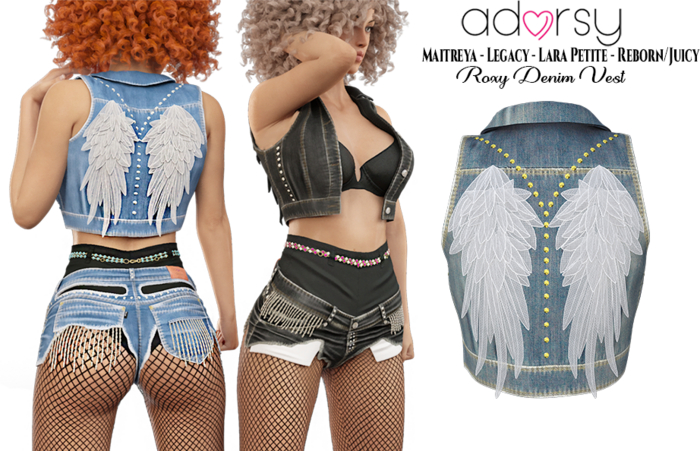 adorsy - Roxy Denim Jacket Dirty - Maitreya/Legacy-Nerido/Lara Petite/Reborn-Juicy