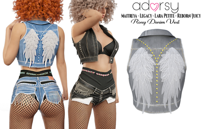 adorsy - Roxy Denim Jacket Grey - Maitreya/Legacy-Nerido/Lara Petite/Reborn-Juicy