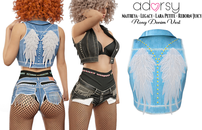 adorsy - Roxy Denim Jacket Splash - Maitreya/Legacy-Nerido/Lara Petite/Reborn-Juicy